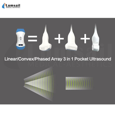 Corpo convexo linear posto em fase - disposição 3 em 1 varredor Handheld do ultrassom do bolso com APP